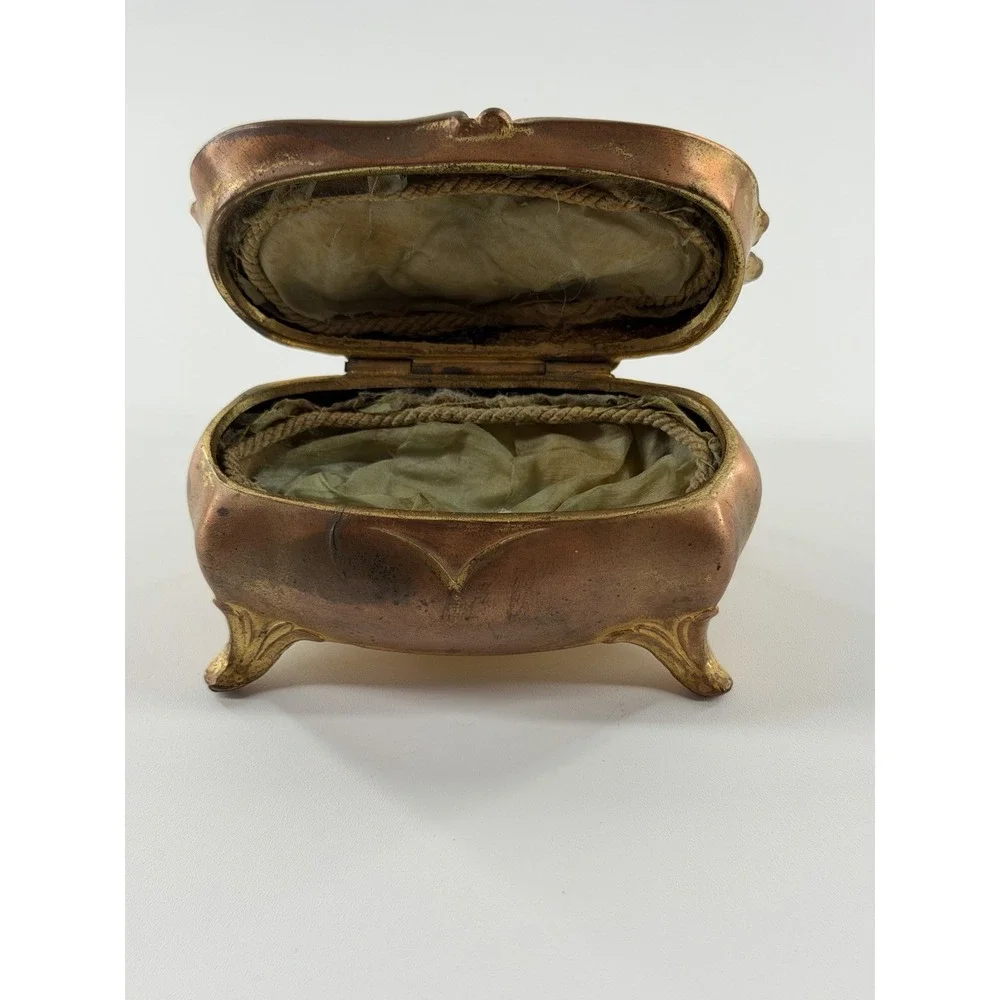 Antique Jennings Bros JB Art Nouveau Jewelry Casket Trinket Box Footed